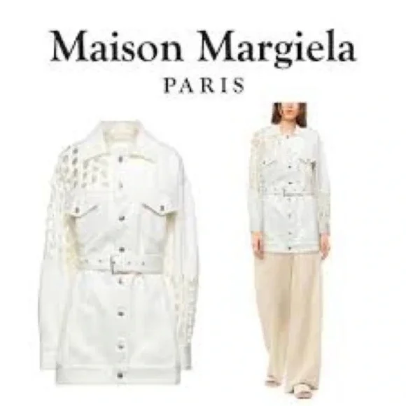 White Cutout Long Sleeve Belted Jacket Mini Utility Edgy Statement Dress - Picture 4 of 6